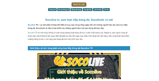 Đôi nét về trang trực tiếp bóng đá đỉnh cao Socolive TV